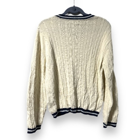 Vintage Tommy Hilfiger Off-White Cable Knit V-Neck Sweater Women’s Size Large - Picture 2 of 14